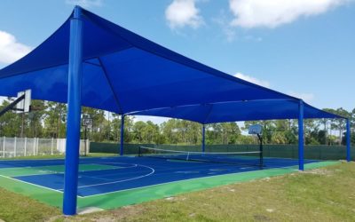 Shade Sails over Pickle Ball Court